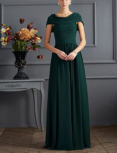 A Line Mother Of The Bride Dress Elegant Luxurious Cowl Neck Floor