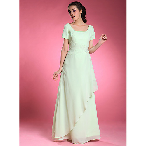 A-Line Formal Evening Wedding Party Dress Square Neck Short Sleeve Floor Length Chiffon with Beading Side Draping 2021
A-Line Formal Evening Wedding Party Dress Square Neck Short Sleeve Floor Length Chiffon with Beading Side Draping 2021