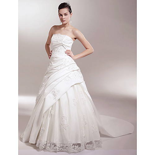 Princess A-Line Wedding Dresses Strapless Chapel Train Satin Sleeveless with 2021
Princess A-Line Wedding Dresses Strapless Chapel Train Satin Sleeveless with 2021
