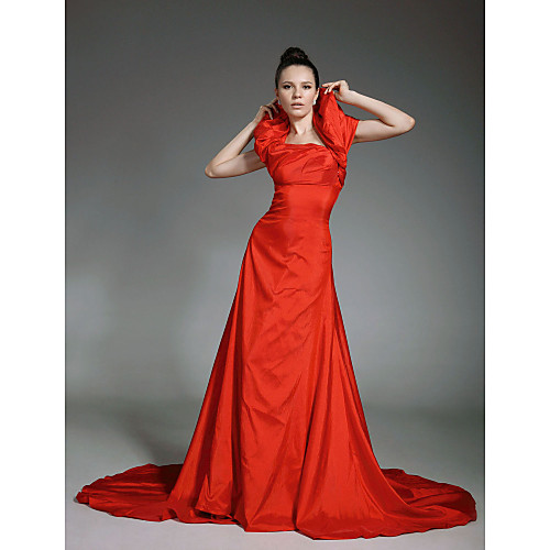 A-Line Open Back Formal Evening Dress Queen Anne Sleeveless Court Train Taffeta with Side Draping 2021
A-Line Open Back Formal Evening Dress Queen Anne Sleeveless Court Train Taffeta with Side Draping 2021