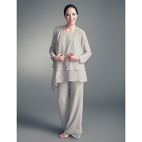 Sheath / Column Wedding Party Dress Scoop Neck Long Sleeve Floor Length Chiffon with Beading 2021
Sheath / Column Wedding Party Dress Scoop Neck Long Sleeve Floor Length Chiffon with Beading 2021