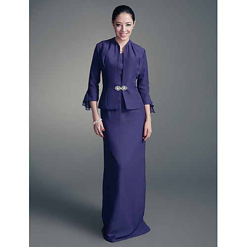 Sheath / Column Mother of the Bride Dress Scoop Neck Floor Length Chiffon Satin Sleeveless with Crystal Brooch 2021
Sheath / Column Mother of the Bride Dress Scoop Neck Floor Length Chiffon Satin Sleeveless with Crystal Brooch 2021