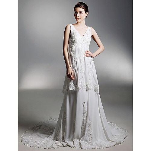 Princess A-Line Wedding Dresses V Neck Chapel Train Chiffon Sleeveless with 2021
Princess A-Line Wedding Dresses V Neck Chapel Train Chiffon Sleeveless with 2021