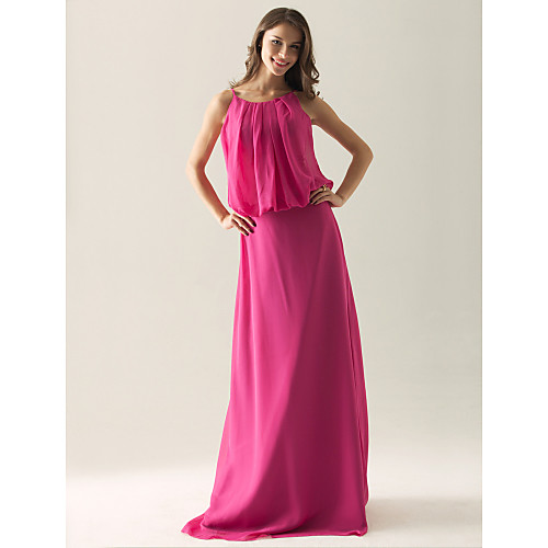 Sheath / Column Spaghetti Strap Floor Length Chiffon Bridesmaid Dress with Draping
Sheath / Column Spaghetti Strap Floor Length Chiffon Bridesmaid Dress with Draping