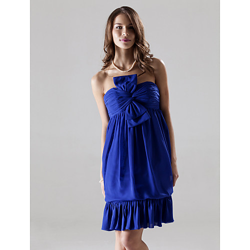Sheath / Column Strapless Knee Length Chiffon / Stretch Satin Bridesmaid Dress with Bow(s) / Ruched
Sheath / Column Strapless Knee Length Chiffon / Stretch Satin Bridesmaid Dress with Bow(s) / Ruched