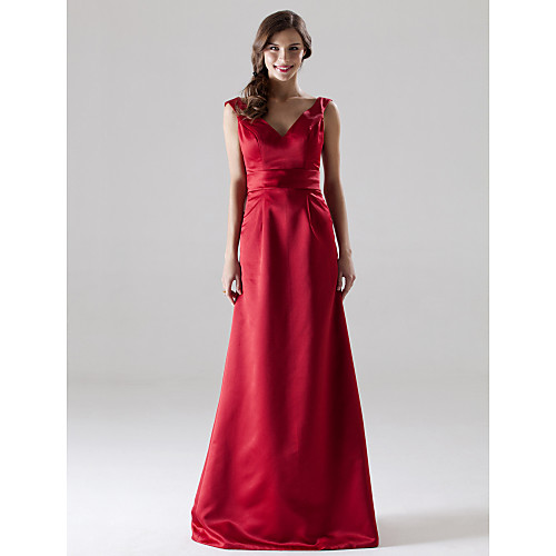 Princess / A-Line Straps / V Neck Floor Length Satin Bridesmaid Dress with Sash / Ribbon / Pleats
Princess / A-Line Straps / V Neck Floor Length Satin Bridesmaid Dress with Sash / Ribbon / Pleats