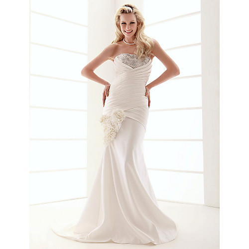 Mermaid / Trumpet Wedding Dresses Strapless Sweep / Brush Train Satin Sleeveless Wedding Dress in Color with 2021
Mermaid / Trumpet Wedding Dresses Strapless Sweep / Brush Train Satin Sleeveless Wedding Dress in Color with 2021
