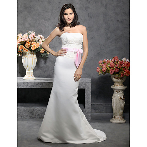 Mermaid / Trumpet Wedding Dresses Strapless Sweep / Brush Train Satin Sleeveless Wedding Dress in Color with 2021
Mermaid / Trumpet Wedding Dresses Strapless Sweep / Brush Train Satin Sleeveless Wedding Dress in Color with 2021