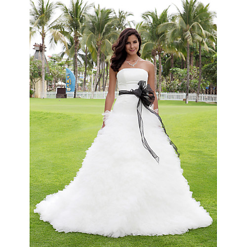 Ball Gown Wedding Dresses Strapless Chapel Train Satin Tulle Strapless Wedding Dress in Color with Bowknot Sash / Ribbon Cascading Ruffle 2021
Ball Gown Wedding Dresses Strapless Chapel Train Satin Tulle Strapless Wedding Dress in Color with Bowknot Sash / Ribbon Cascading Ruffle 2021