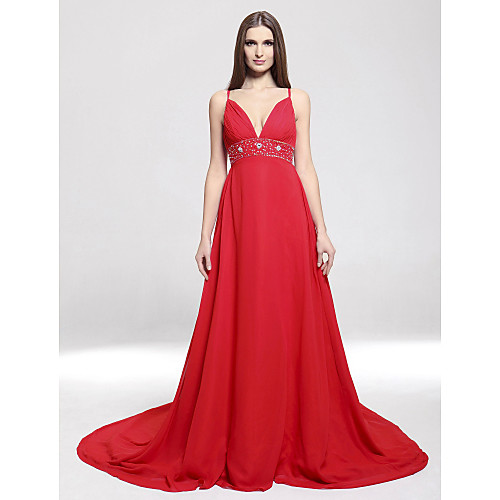A-Line Formal Evening Dress V Neck Spaghetti Strap Sleeveless Court Train Chiffon Stretch Satin with Beading Split Front 2021
A-Line Formal Evening Dress V Neck Spaghetti Strap Sleeveless Court Train Chiffon Stretch Satin with Beading Split Front 2021