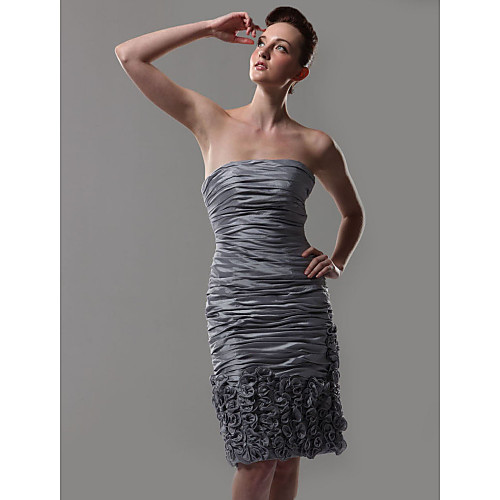 Sheath / Column Homecoming Cocktail Party Dress Strapless Sleeveless Knee Length Taffeta with Ruched Ruffles 2021
Sheath / Column Homecoming Cocktail Party Dress Strapless Sleeveless Knee Length Taffeta with Ruched Ruffles 2021