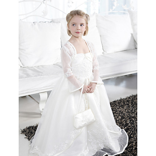 Ball Gown Floor Length First Communion / Wedding Party Organza / Satin Sleeveless Spaghetti Strap with Beading / Ruffles / Appliques
Ball Gown Floor Length First Communion / Wedding Party Organza / Satin Sleeveless Spaghetti Strap with Beading / Ruffles / Appliques