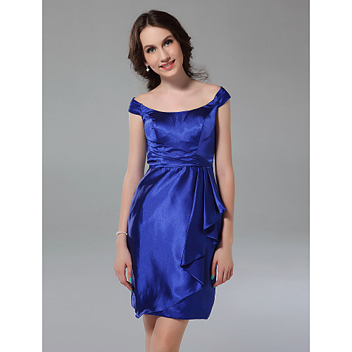 Sheath / Column Off Shoulder Short / Mini Stretch Satin Bridesmaid Dress with Ruched / Ruffles
Sheath / Column Off Shoulder Short / Mini Stretch Satin Bridesmaid Dress with Ruched / Ruffles