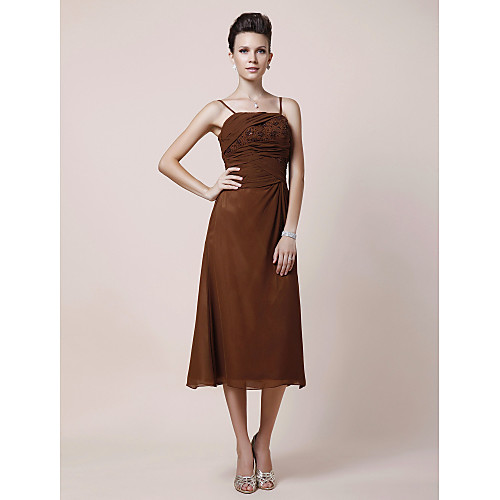 A-Line Mother of the Bride Dress Open Back Spaghetti Strap Tea Length Chiffon Sleeveless with Criss Cross Ruched Beading 2021
A-Line Mother of the Bride Dress Open Back Spaghetti Strap Tea Length Chiffon Sleeveless with Criss Cross Ruched Beading 2021
