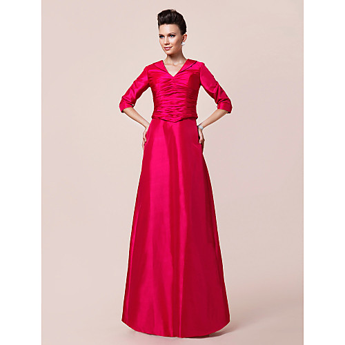 A-Line Mother of the Bride Dress V Neck Floor Length Taffeta Half Sleeve with Ruched Draping 2021
A-Line Mother of the Bride Dress V Neck Floor Length Taffeta Half Sleeve with Ruched Draping 2021