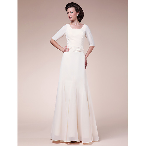 A-Line Mother of the Bride Dress Square Neck Floor Length Chiffon Half Sleeve with Ruched 2021
A-Line Mother of the Bride Dress Square Neck Floor Length Chiffon Half Sleeve with Ruched 2021
