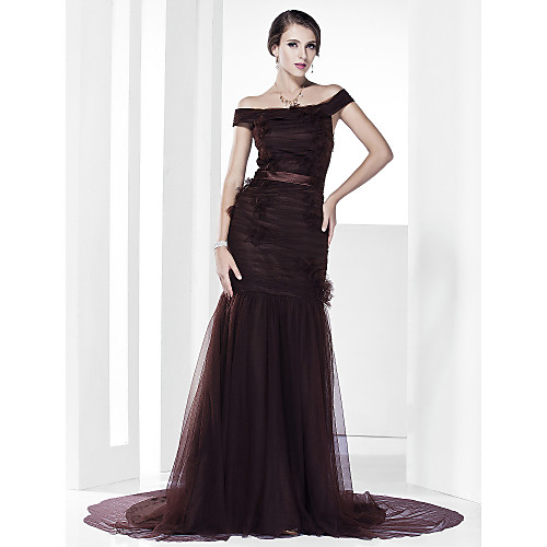 Mermaid / Trumpet Formal Evening Dress Off Shoulder Short Sleeve Court Train Satin Tulle Stretch Satin with Sash / Ribbon Ruched Draping 2021
Mermaid / Trumpet Formal Evening Dress Off Shoulder Short Sleeve Court Train Satin Tulle Stretch Satin with Sash / Ribbon Ruched Draping 2021