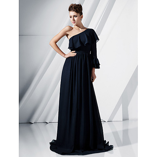Ball Gown Elegant Formal Evening Military Ball Dress One Shoulder 3/4 Length Sleeve Floor Length Chiffon with Ruffles Draping 2021
Ball Gown Elegant Formal Evening Military Ball Dress One Shoulder 3/4 Length Sleeve Floor Length Chiffon with Ruffles Draping 2021