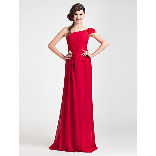 Sheath / Column One Shoulder Floor Length Chiffon Bridesmaid Dress with Side Draping / Crystal Brooch
Sheath / Column One Shoulder Floor Length Chiffon Bridesmaid Dress with Side Draping / Crystal Brooch