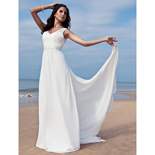 Sheath / Column Wedding Dresses V Neck Floor Length Chiffon Regular Straps Simple Beach Plus Size with Sash / Ribbon Beading 2021 / Removable train
Sheath / Column Wedding Dresses V Neck Floor Length Chiffon Regular Straps Simple Beach Plus Size with Sash / Ribbon Beading 2021 / Removable train