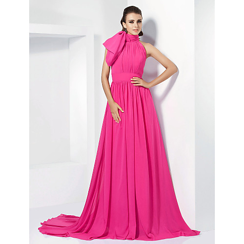 A-Line Celebrity Style Engagement Formal Evening Dress High Neck Sleeveless Court Train Chiffon with Bow(s) 2021
A-Line Celebrity Style Engagement Formal Evening Dress High Neck Sleeveless Court Train Chiffon with Bow(s) 2021