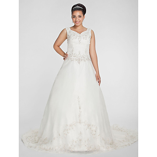 Ball Gown Wedding Dresses V Neck Court Train Organza Beaded Lace Regular Straps Formal Plus Size with Beading Embroidery 2021
Ball Gown Wedding Dresses V Neck Court Train Organza Beaded Lace Regular Straps Formal Plus Size with Beading Embroidery 2021