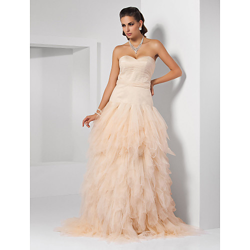 Ball Gown Elegant Vintage Inspired Quinceanera Prom Formal Evening Dress Sweetheart Neckline Strapless Sweep / Brush Train Tulle with Ruched Cascading Ruffles 2021
Ball Gown Elegant Vintage Inspired Quinceanera Prom Formal Evening Dress Sweetheart Neckline Strapless Sweep / Brush Train Tulle with Ruched Cascading Ruffles 2021