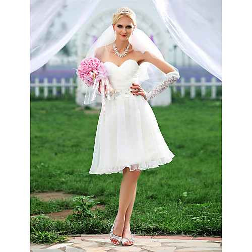 Princess A-Line Wedding Dresses Sweetheart Neckline Strapless Knee Length Organza Sleeveless Little White Dress with 2021
Princess A-Line Wedding Dresses Sweetheart Neckline Strapless Knee Length Organza Sleeveless Little White Dress with 2021
