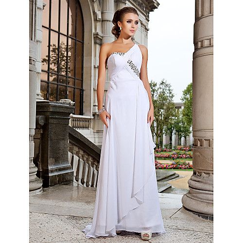 Sheath / Column Prom Formal Evening Military Ball Dress One Shoulder Sleeveless Sweep / Brush Train Chiffon with Criss Cross Crystals Beading 2021
Sheath / Column Prom Formal Evening Military Ball Dress One Shoulder Sleeveless Sweep / Brush Train Chiffon with Criss Cross Crystals Beading 2021