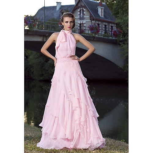 Ball Gown Open Back Prom Formal Evening Military Ball Dress Halter Neck High Neck Sleeveless Floor Length Chiffon with Bow(s) Beading Cascading Ruffles 2021
Ball Gown Open Back Prom Formal Evening Military Ball Dress Halter Neck High Neck Sleeveless Floor Length Chiffon with Bow(s) Beading Cascading Ruffles 2021