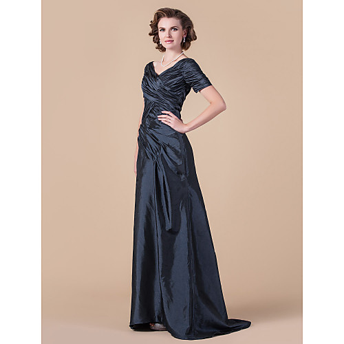 A-Line Mother of the Bride Dress Vintage Inspired V Neck Floor Length Taffeta Short Sleeve with Criss Cross 2021
A-Line Mother of the Bride Dress Vintage Inspired V Neck Floor Length Taffeta Short Sleeve with Criss Cross 2021