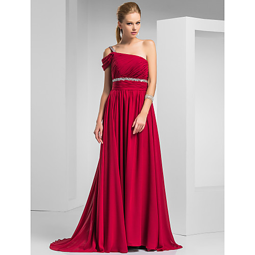 Sheath / Column Elegant Prom Formal Evening Dress One Shoulder Short Sleeve Sweep / Brush Train Chiffon with Ruched Beading 2021
Sheath / Column Elegant Prom Formal Evening Dress One Shoulder Short Sleeve Sweep / Brush Train Chiffon with Ruched Beading 2021