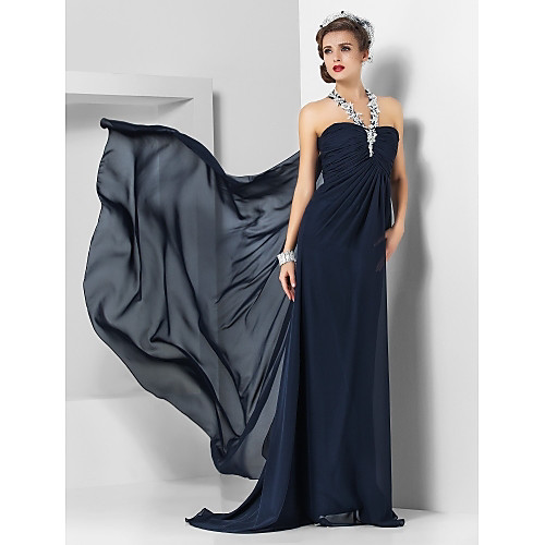 Sheath / Column Empire Wedding Guest Formal Evening Dress Halter Neck Sleeveless Sweep / Brush Train Chiffon with Appliques Split Front 2021
Sheath / Column Empire Wedding Guest Formal Evening Dress Halter Neck Sleeveless Sweep / Brush Train Chiffon with Appliques Split Front 2021
