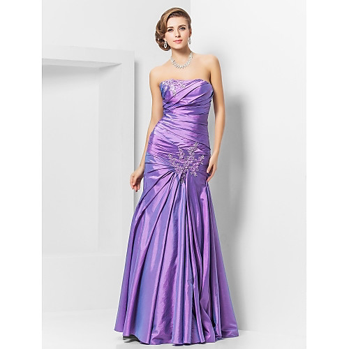 Mermaid / Trumpet Elegant Prom Formal Evening Dress Strapless Straight Neckline Sleeveless Floor Length Taffeta with Appliques 2021
Mermaid / Trumpet Elegant Prom Formal Evening Dress Strapless Straight Neckline Sleeveless Floor Length Taffeta with Appliques 2021