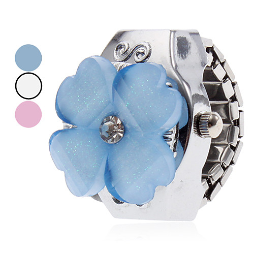 

Women's Ring Watch Japanese Quartz Silver Casual Watch Ladies Flower Cartoon - White Blue Pink One Year Battery Life / SSUO SR626SW