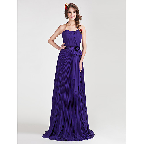Princess / A-Line Halter Neck / Spaghetti Strap Floor Length Chiffon Bridesmaid Dress with Sash / Ribbon / Bow(s) / Pleats
Princess / A-Line Halter Neck / Spaghetti Strap Floor Length Chiffon Bridesmaid Dress with Sash / Ribbon / Bow(s) / Pleats