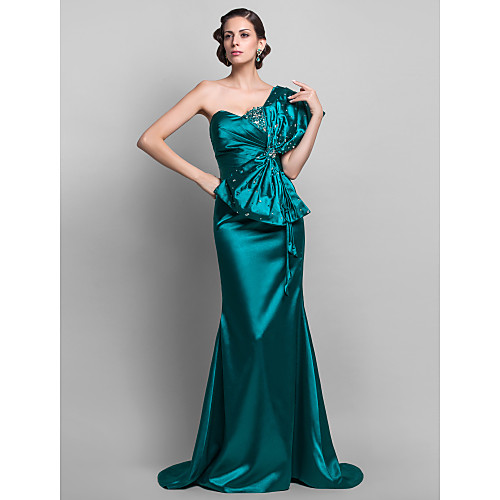Mermaid / Trumpet Open Back Formal Evening Dress One Shoulder Sleeveless Sweep / Brush Train Stretch Satin with Bow(s) Beading 2021
Mermaid / Trumpet Open Back Formal Evening Dress One Shoulder Sleeveless Sweep / Brush Train Stretch Satin with Bow(s) Beading 2021