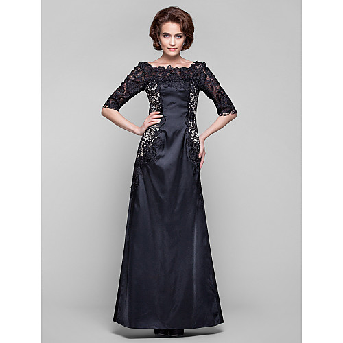 Sheath / Column Mother of the Bride Dress Open Back Bateau Neck Floor Length Lace Stretch Satin Half Sleeve with Lace 2021
Sheath / Column Mother of the Bride Dress Open Back Bateau Neck Floor Length Lace Stretch Satin Half Sleeve with Lace 2021