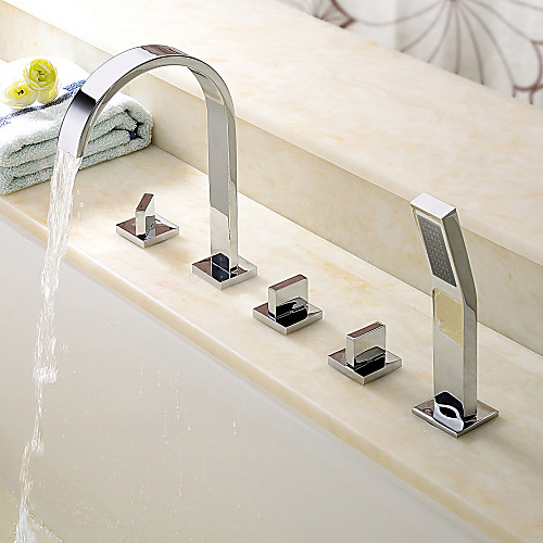 Bathtub Faucet - Contemporary Chrome Roman Tub Ceramic Valve Bath Shower Mixer Taps / Brass / Three Handles Five Holes
Bathtub Faucet - Contemporary Chrome Roman Tub Ceramic Valve Bath Shower Mixer Taps / Brass / Three Handles Five Holes