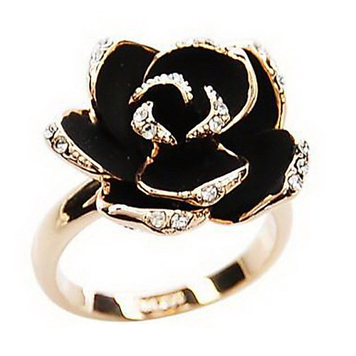 

Women's Statement Ring Silver Golden Rhinestone Alloy Ladies Vintage European Party Daily Jewelry Artisan Roses Flower Cheap Adjustable