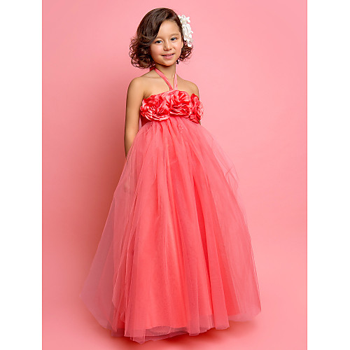 Princess / A-Line Floor Length First Communion / Pageant Flower Girl Dresses - Tulle Sleeveless Halter Neck with Flower / Spring / Summer / Fall
Princess / A-Line Floor Length First Communion / Pageant Flower Girl Dresses - Tulle Sleeveless Halter Neck with Flower / Spring / Summer / Fall