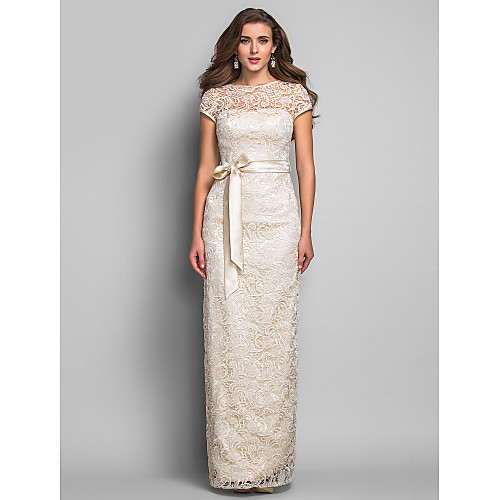 Sheath / Column Elegant Keyhole Formal Evening Military Ball Dress Illusion Neck Short Sleeve Floor Length Lace with Sash / Ribbon 2021
Sheath / Column Elegant Keyhole Formal Evening Military Ball Dress Illusion Neck Short Sleeve Floor Length Lace with Sash / Ribbon 2021