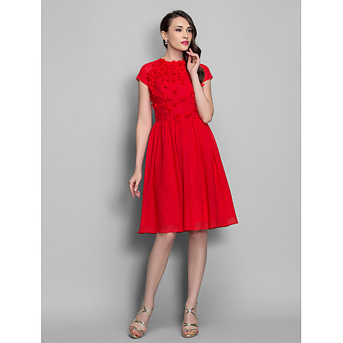 A-Line Fit & Flare Open Back Keyhole Cocktail Party Prom Dress Jewel Neck Short Sleeve Knee Length Chiffon with Flower 2021
A-Line Fit & Flare Open Back Keyhole Cocktail Party Prom Dress Jewel Neck Short Sleeve Knee Length Chiffon with Flower 2021