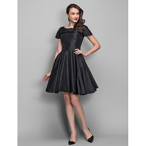 Ball Gown 1950s Little Black Dress Minimalist Cocktail Party Formal Evening Dress Bateau Neck Boat Neck Short Sleeve Knee Length Taffeta with Pearls Draping 2021
Ball Gown 1950s Little Black Dress Minimalist Cocktail Party Formal Evening Dress Bateau Neck Boat Neck Short Sleeve Knee Length Taffeta with Pearls Draping 2021