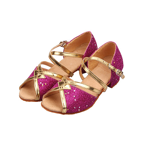 

Women's Dance Shoes Sparkling Glitter Latin Shoes / Ballroom Shoes Sequin / Sparkling Glitter Sandal Low Heel Non Customizable Gold / Fuchsia / Light Blue / Kid's / Suede / EU40