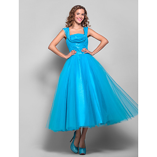 Ball Gown Elegant Homecoming Prom Dress Square Neck Sleeveless Tea Length Tulle with Ruched Draping 2021
Ball Gown Elegant Homecoming Prom Dress Square Neck Sleeveless Tea Length Tulle with Ruched Draping 2021