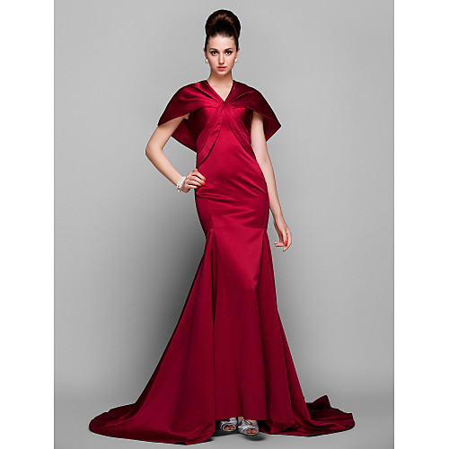 Mermaid / Trumpet Elegant Vintage Inspired Formal Evening Dress V Neck Short Sleeve Court Train Satin with Side Draping 2021
Mermaid / Trumpet Elegant Vintage Inspired Formal Evening Dress V Neck Short Sleeve Court Train Satin with Side Draping 2021