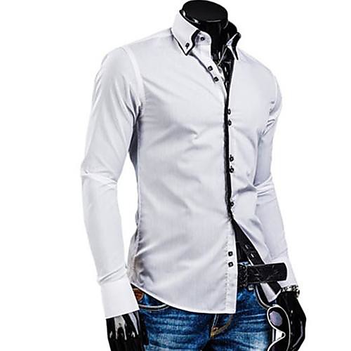 

Men's Shirt Solid Colored Long Sleeve Daily Tops Business White Black Red