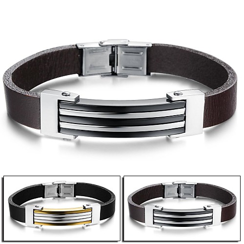 Men's Leather Bracelet Ladies Leather Bracelet Jewelry Black / White / Gold / White For Christmas Gifts Wedding Party Daily Casual / Titanium Steel
Men's Leather Bracelet Ladies Leather Bracelet Jewelry Black / White / Gold / White For Christmas Gifts Wedding Party Daily Casual / Titanium Steel