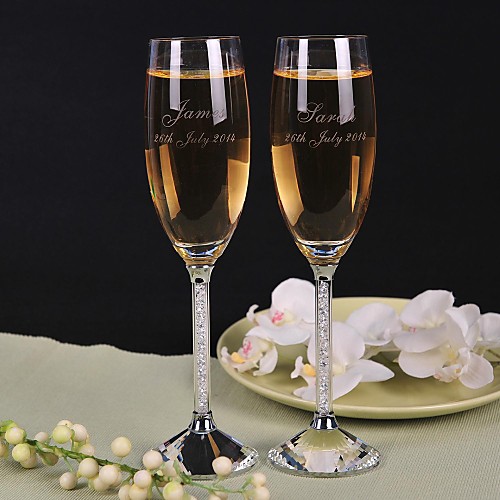 

Crystal Toasting Flutes Gift Box Classic Theme All Seasons